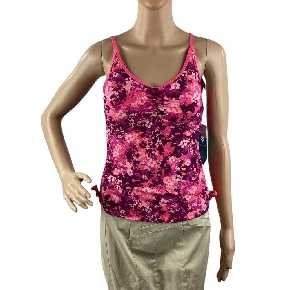 Free Country Floral Tankini Swim Top Pink Purple Size S